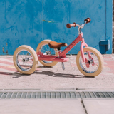 Trybike| Vintage Pink 2-In-1 Trybike - Cream Tyres & Chrome
