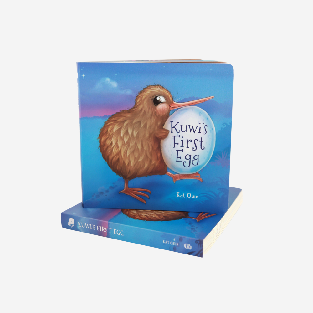 Kuwi the kiwi’s first egg board book by Kat Quin