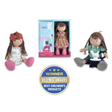 Bonikka Sofia doll displayed in gift box and 3 separate outfits shown