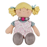 Bonikka my best friend Lucy with blonde pigtails and floral jumpsuit. She wears a necklace which can be used as a friendship bracelet